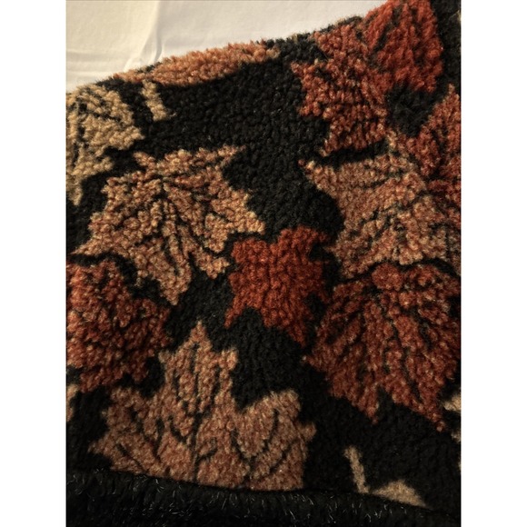 Vintage 90s Quality Goods Canada Fall Leaves‎ Black Fleece Zip-Up Vest Size L - Picture 3 of 6